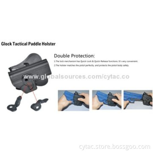 Glock 17/19/23/32 Paddle Holster, Made of Black Polymer, Designed with Release Button